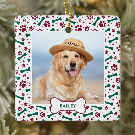 Ornamento De Cerâmica Pata de Cachorro Imprime o Natal Personalizado