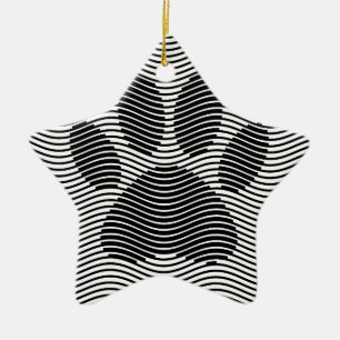 Ornamento De Cerâmica Pata De Cães Impressa Em Ondas Pretas E Brancas