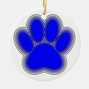 Ornamento De Cerâmica Pata De Cão De Azul Com Descrições