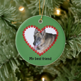 Ornamento De Cerâmica Pata de foto-cão com nome personalizado imprime 2