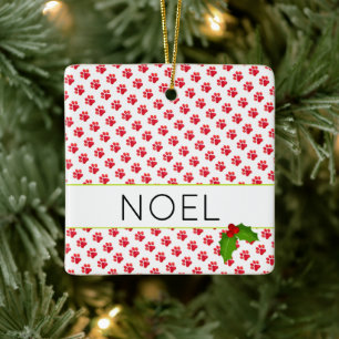 Ornamento De Cerâmica Pata de Natal Imprime Feriado de Foto do Nome de P