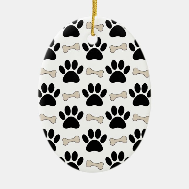 Ornamento De Cerâmica Patas E Ossos Padrão (Frente)