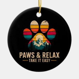 Ornamento De Cerâmica Patas e Relaxe Vá com Calma Montanhas Vintage Cach