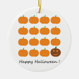 Ornamento De Cerâmica Patch de Abóbora Feliz Halloween