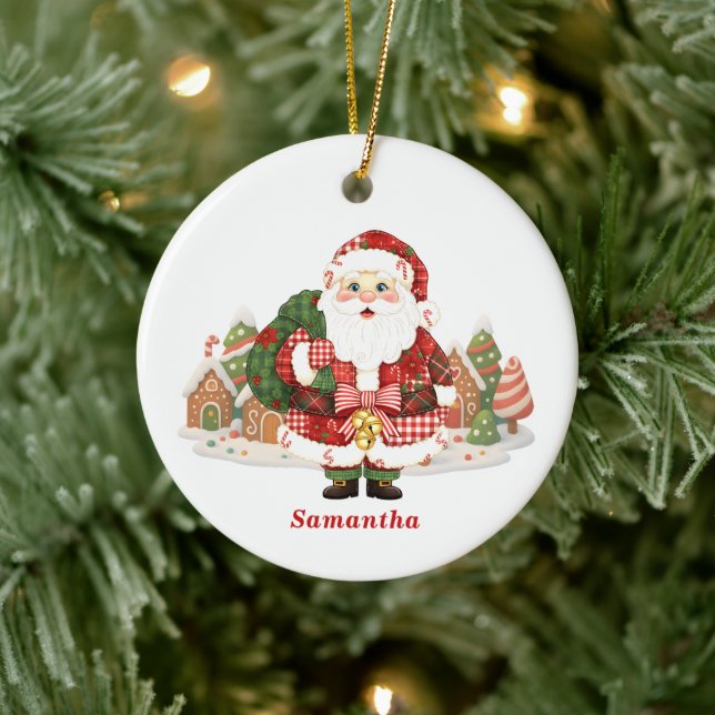 Ornamento De Cerâmica Patchwork Papai Noel Natal (Árvore)