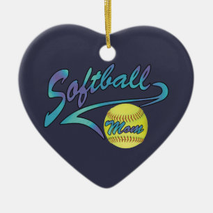 Ornamento De Cerâmica Patilha de Softball Mãe, Cauda Atlética