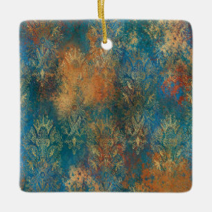 Ornamento De Cerâmica Pátina Teal Cooper
