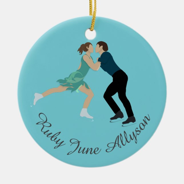 Ornamento De Cerâmica Patinação de Figura (Frente)