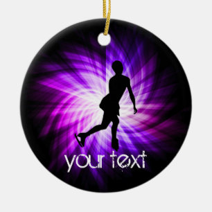 Ornamento De Cerâmica Patinação na Figura Roxa