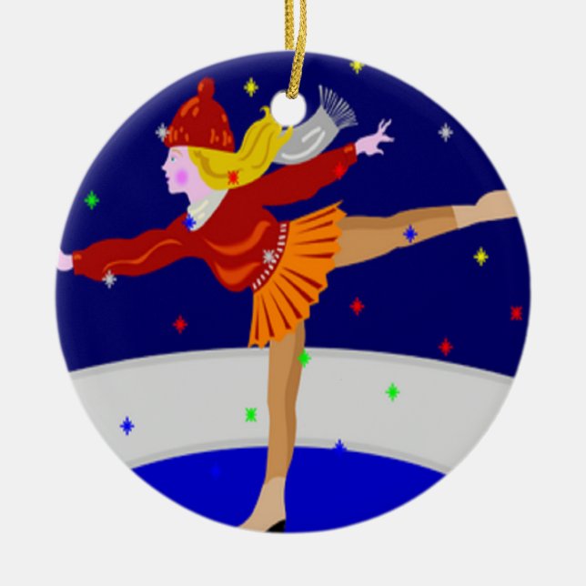 Ornamento De Cerâmica Patinador de neve (Frente)