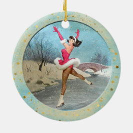 Ornamento De Cerâmica Patinadores De Gelo Vintage De Natal