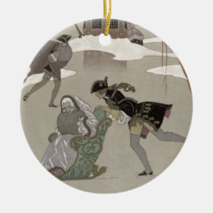 Ornamento De Cerâmica Patinagem no gelo no lago congelado, ilustração