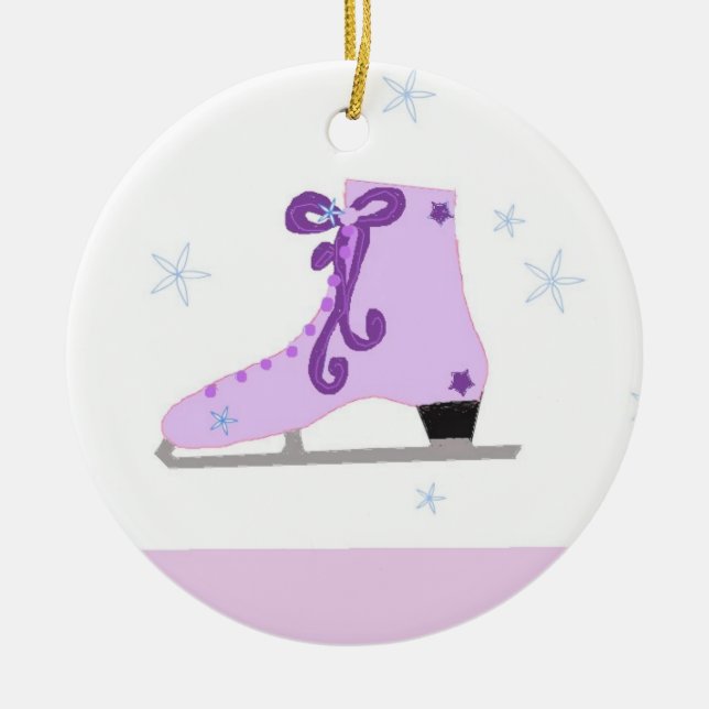 Ornamento De Cerâmica Patins de Gelo (Frente)