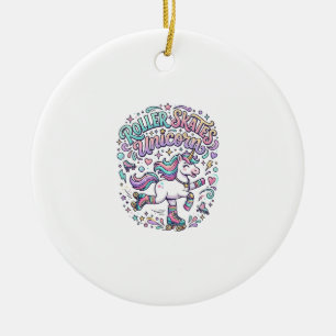 Ornamento De Cerâmica Patins Unicórnio Estilo Retro Gráfico