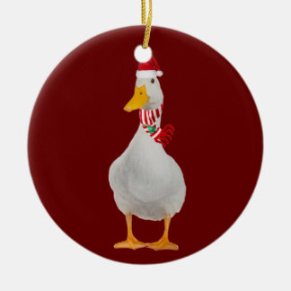 Ornamento De Cerâmica Pato com o Natal do Chapéu