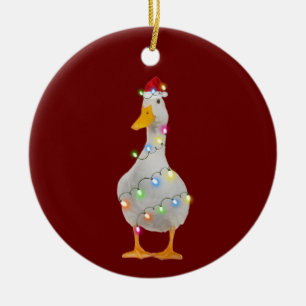 Ornamento De Cerâmica Pato com o Natal do Chapéu