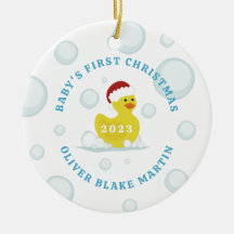Pato de Borracha Foto de Natal do Bebê Azul