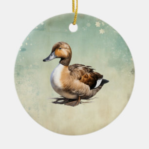Ornamento De Cerâmica Pato de Natal vintage no campo
