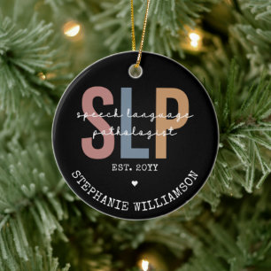 Ornamento De Cerâmica Patologista de Fala do SLP Personalizado