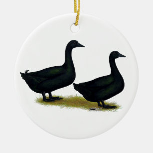 Ornamento De Cerâmica Patos: Black Cayugas