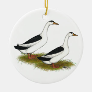 Ornamento De Cerâmica Patos:  Magpies pretos