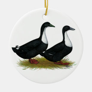 Ornamento De Cerâmica Patos suecos negros