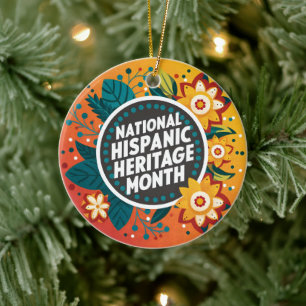 Ornamento De Cerâmica Patrimônio Nacional Hispânico Vibrante Mês