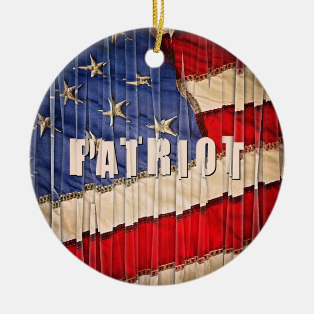 Ornamento De Cerâmica Patriot Flag dos EUA (Frente)