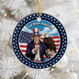Ornamento De Cerâmica Patriotismo Americano Clássico 