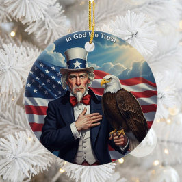 Ornamento De Cerâmica Patriotismo Americano Clássico