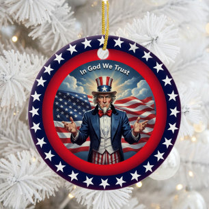 Ornamento De Cerâmica Patriotismo Americano Clássico