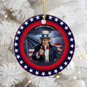 Ornamento De Cerâmica Patriotismo Americano Clássico