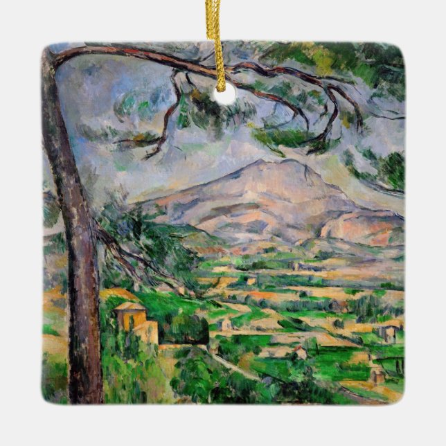 Ornamento De Cerâmica Paul Cezanne - Mont Sainte-Victoire e pinheiro Gra (Frente)