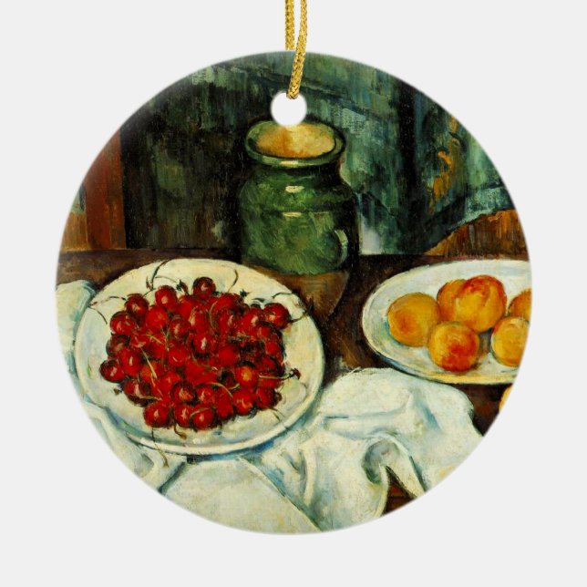Ornamento De Cerâmica Paul Cezanne, pintura, Cherries, (Frente)