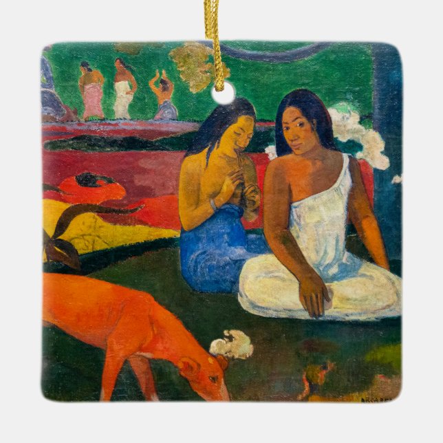 Ornamento De Cerâmica Paul Gauguin - Árearea / O Cachorro Vermelho (Frente)