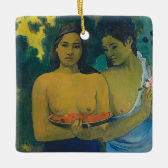 Ornamento De Cerâmica Paul Gauguin - Duas Mulheres Tahitianas (Frente)