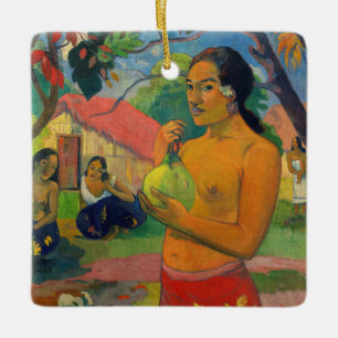 Ornamento De Cerâmica Paul Gauguin - Mulher segurando uma Fruta