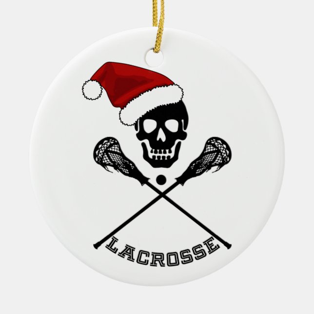 Ornamento De Cerâmica Paus de Lacrosse Natal (Frente)