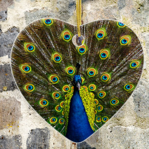 Ornamento De Cerâmica Pavão colorido