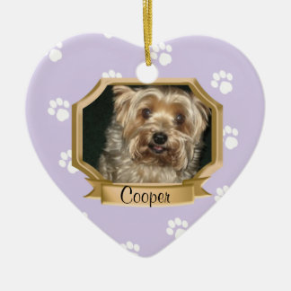 Ornamento De Cerâmica Paw Imprime Pet Photo Frame Purple