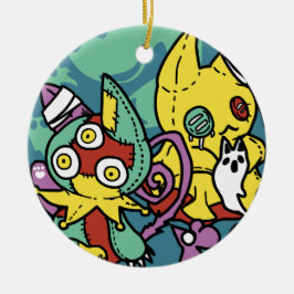 Ornamento De Cerâmica Paw-sitivamente Assustador | Gatos Monstruosos de 
