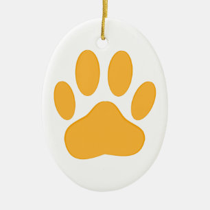 Ornamento De Cerâmica Pawprint do Cachorro Laranja