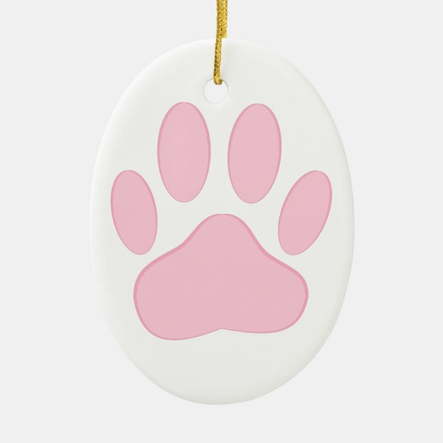 Ornamento De Cerâmica Pawprint Rosa (Frente)