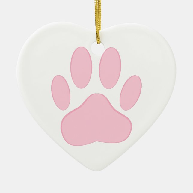 Ornamento De Cerâmica Pawprint Rosa (Frente)