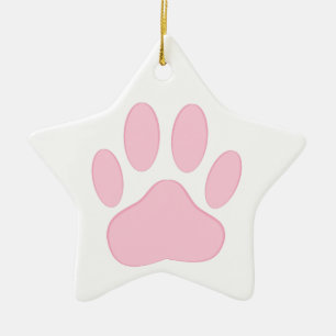 Ornamento De Cerâmica Pawprint Rosa