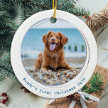 Ornamento De Cerâmica Pawsitively Covid Quarantine Blue Dog Pet Photo<br><div class="desc">Pawsitivamente Melhor Ano De Todos! De acordo com os cães! Decorre a árvore ou envie um presente especial com este super fofo enfeites de natal personalizado de fotos de animais. Este engraçado enfeites de natal de quarentena pandêmica será um favorito entre todos os amantes de cães. Adicione a foto do...</div>