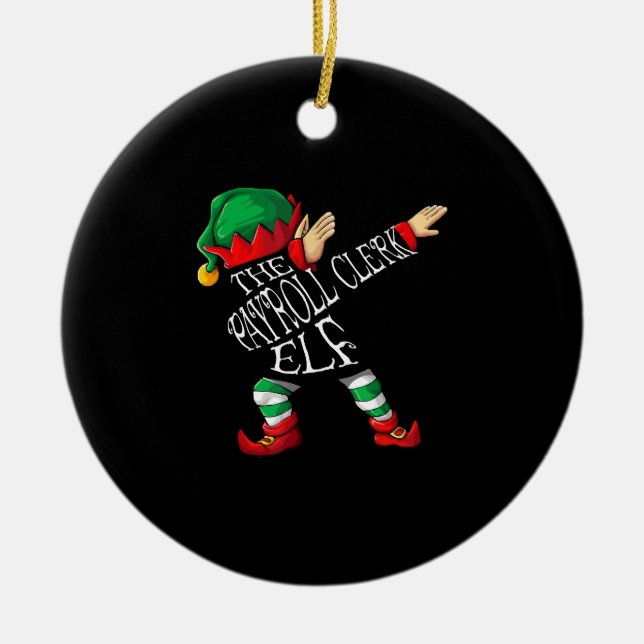 Ornamento De Cerâmica payroll elf christmas xmas payroll manager (Frente)