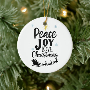 Ornamento De Cerâmica Paz Alegria Amor Natal Trenó do Papai Noel Moder