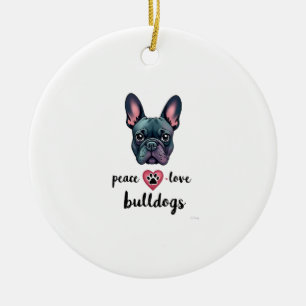 Ornamento De Cerâmica Paz Amor Bulldogs Vintage Galáxia Bulldog Francês 