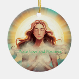 Ornamento De Cerâmica Paz, Amor e Positividade